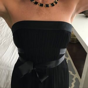 BCBG Black Strapless Silk Chiffon Dress